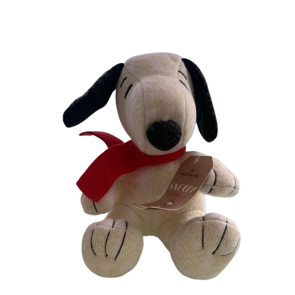 Vtg HALLMARK SNOOPY PLUSH DOG RED SCARF PEANUTS CHARACTER 7” SITTING - Picture 1 of 6